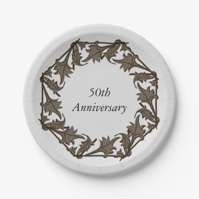 Assiettes En Carton Plaque papier - Feuilles en cercle (Devant)