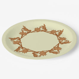 Assiettes En Carton Plaque papier - Feuilles en cercle (octogone)