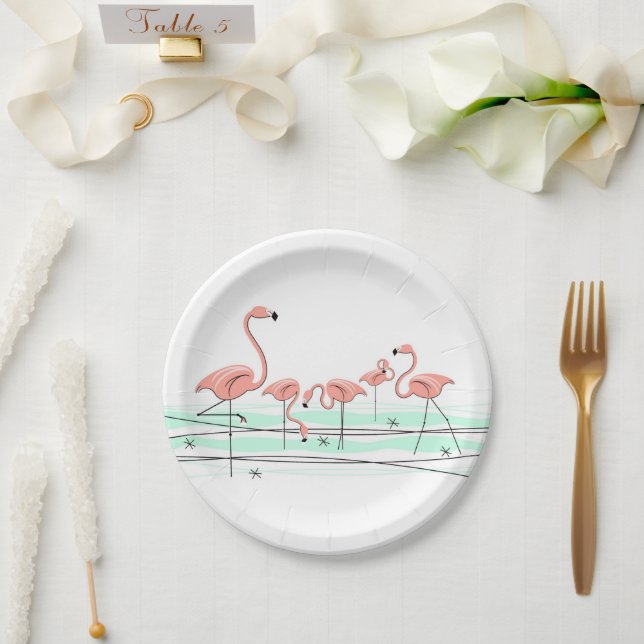 Assiettes En Carton Plaque papier Flamant rose Ocean Group (Mariage)