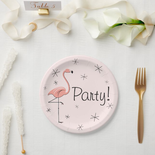Assiettes En Carton Plaque papier Flamant rose Pink Party ! (Mariage)