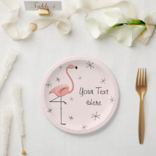 Assiettes En Carton Plaque papier Flamant rose rose