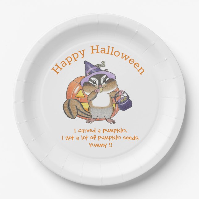 Assiettes En Carton Plaque papier Halloween Chipmunk (Devant)