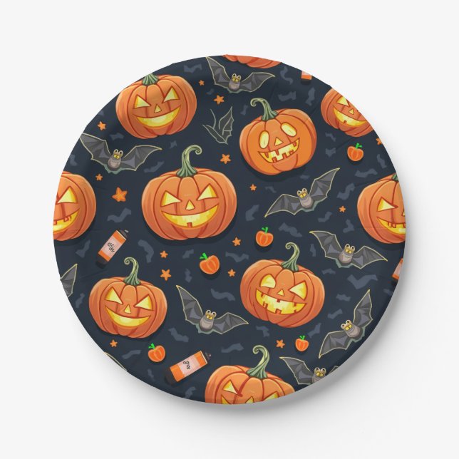 Assiettes En Carton Plaque papier Halloween Pumkin (Devant)