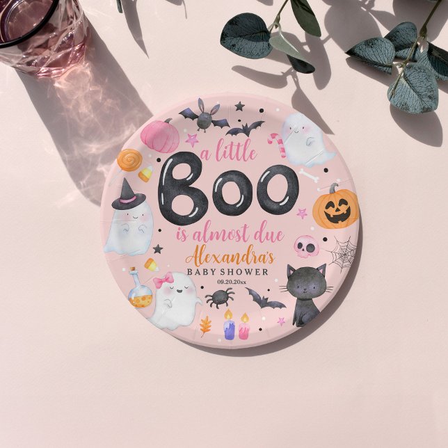 Assiettes En Carton Plaque papier Halloween rose Fantôme Baby shower (Créateur téléchargé)