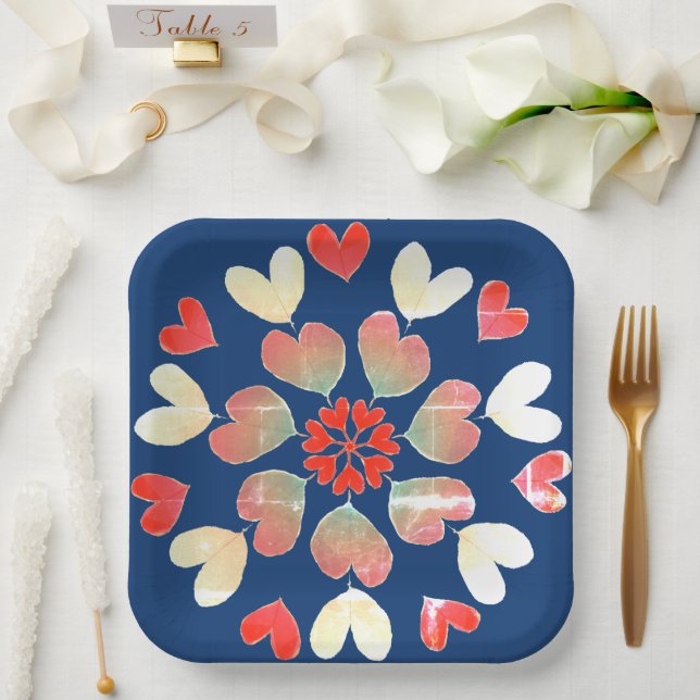 Assiettes En Carton Plaque papier Heart Love (Mariage)