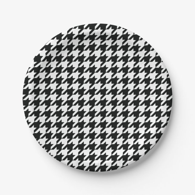 Assiettes En Carton Plaque papier Houndstooth (Devant)
