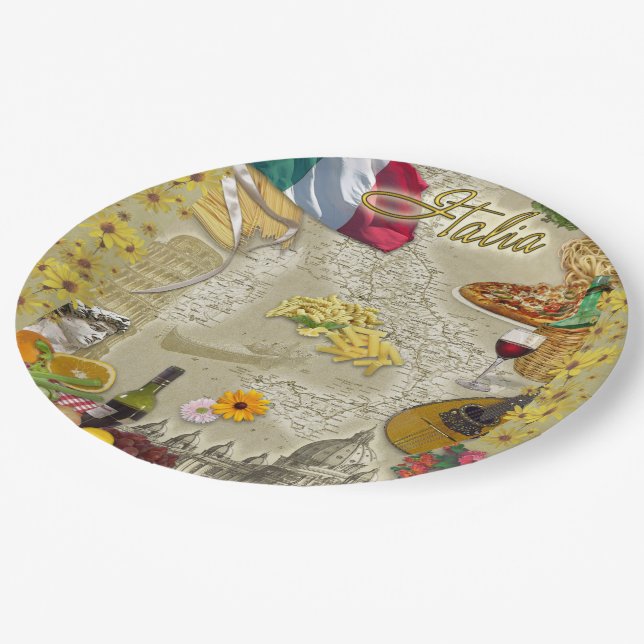 Assiettes En Carton Plaque papier Italie (Angle)