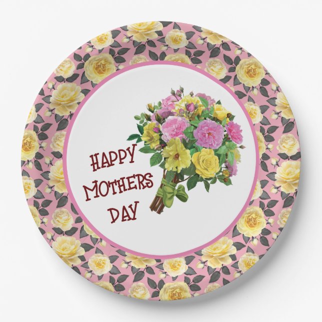Assiettes En Carton Plaque papier Joyeuse Fête des mères (Devant)