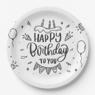 Assiettes En Carton Plaque papier "Joyeux anniversaire"