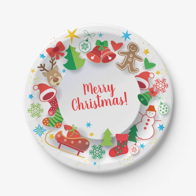 Assiettes En Carton Plaque papier - Joyeux Noël Bonne année! XMAS (Devant)