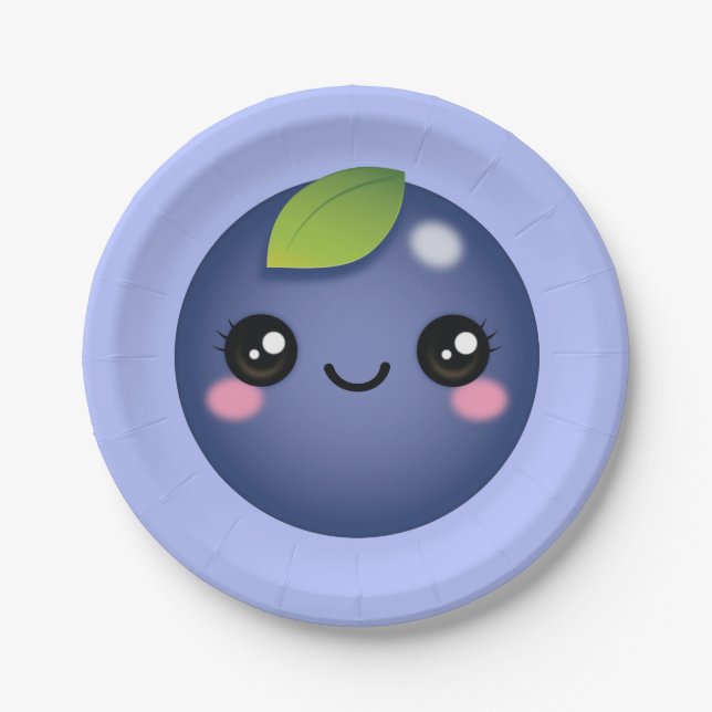 Assiettes En Carton Plaque papier Kawaii Blueberry (Devant)