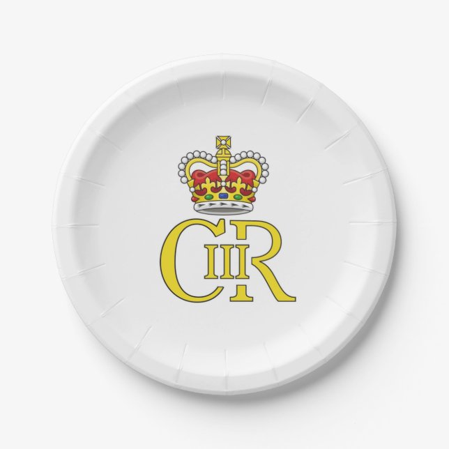 Assiettes En Carton Plaque papier King Charles III Royaume-Uni - soiré (Devant)