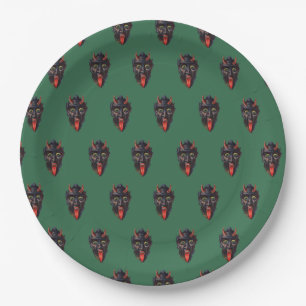 Assiettes En Carton Plaque papier Krampus 9" en vert