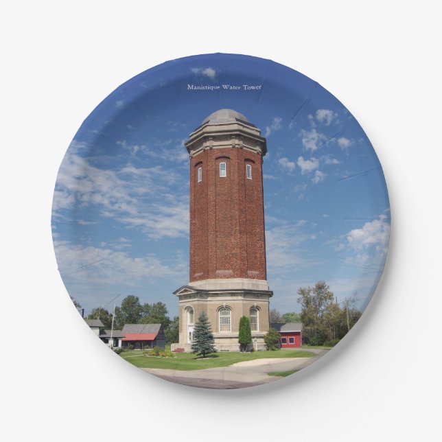 Assiettes En Carton Plaque papier Manistique Water Tower (Devant)