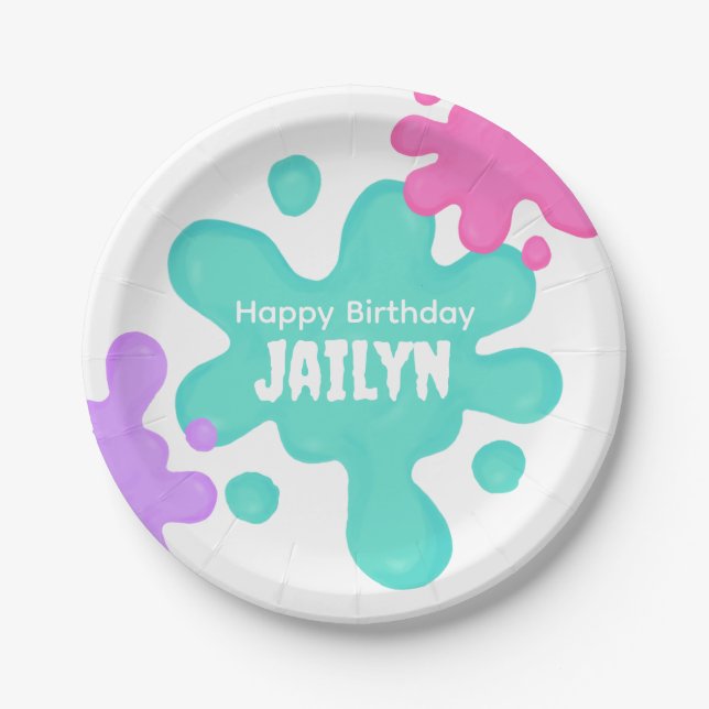 Assiettes En Carton Plaque papier mince turquoise pour l'anniversaire (Devant)