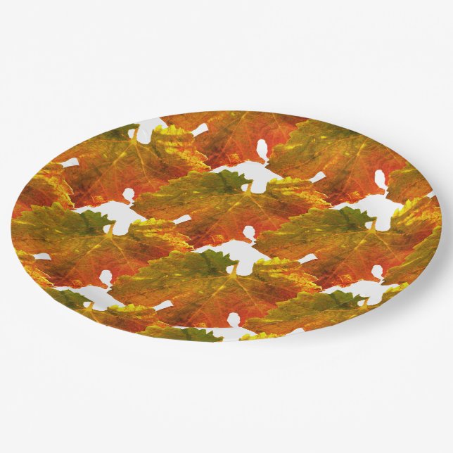 Assiettes En Carton Plaque papier - Mosaïque feuille de raisin (Angle)