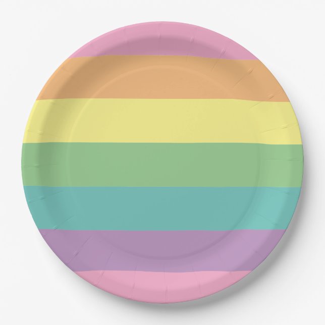 Assiettes En Carton Plaque Papier Pastel Rainbow (Devant)