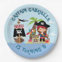 Plaque Papier Pirate Fille Mignonne