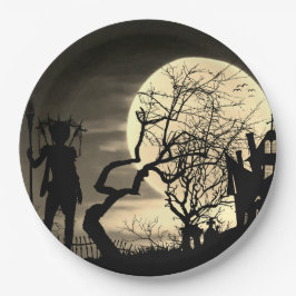 Assiettes En Carton Plaque papier Pleine lune éffrayante