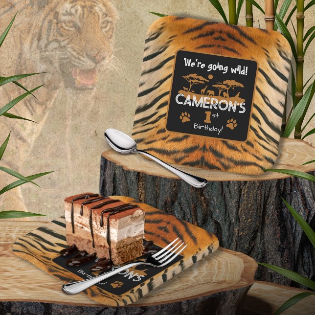 Assiettes En Carton Plaque papier poster de animal Tiger Anniversaire (Créateur téléchargé)