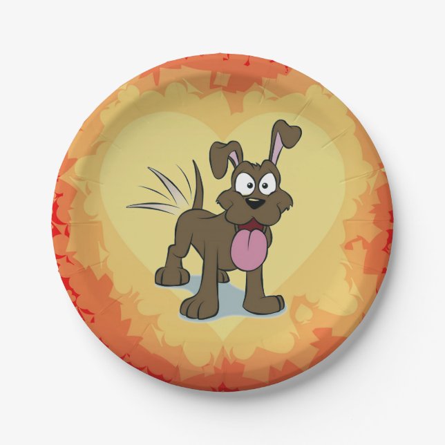 Assiettes En Carton Plaque papier pour chien heureux (Devant)
