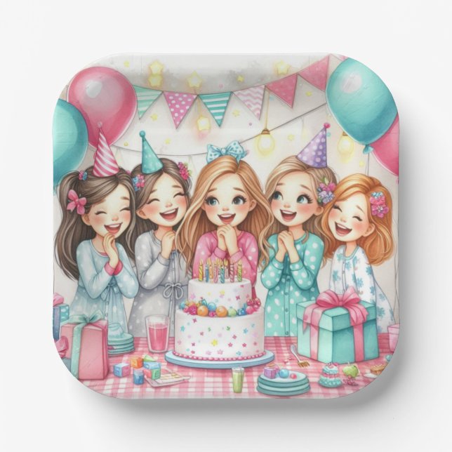 Assiettes En Carton Plaque papier pour pyjama Party pour l'anniversair (Recto)