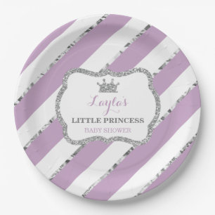 Assiettes En Carton Plaque Papier Princesse, Violet, Argent