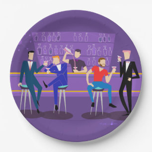 Assiettes En Carton Plaque papier Retro Gay Bar