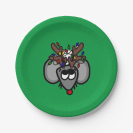 Assiettes En Carton Plaque Papier Roudolf Reindeer (Vert)