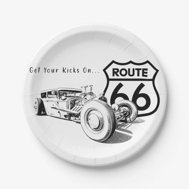 Assiettes En Carton Plaque papier Route 66 (Devant)