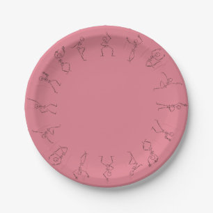 Assiettes En Carton Plaque papier Skeleton Dance - rose