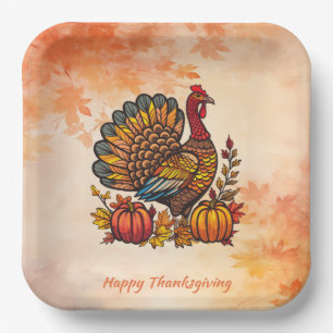 Assiettes En Carton Plaque papier Thanksgiving traditionnel