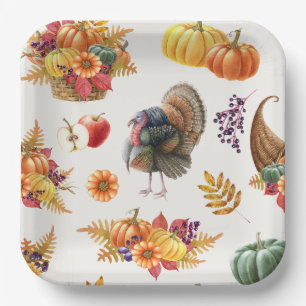 Assiettes En Carton Plaque papier Thanksgiving traditionnelle