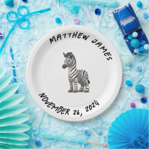 Assiettes En Carton Plaque Papier Zebra pour bébé personnalisable