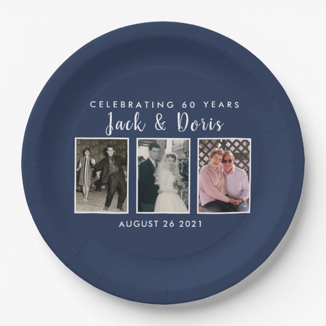 Assiettes En Carton plaque photo anniversaire (Devant)