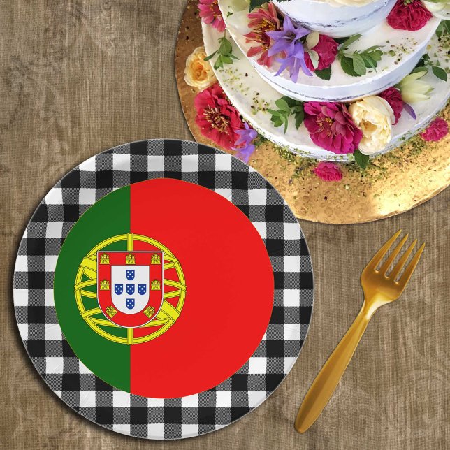 Assiettes En Carton Plaque Portugal, plaid de buffle & drapeau portuga (Créateur téléchargé)