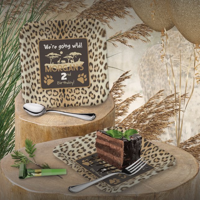 Assiettes En Carton Plaque poster de animal Leopard Anniversaire (Créateur téléchargé)