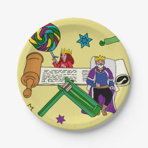 Assiettes En Carton Plaque Purim Jaune - Megilla & Grogger
