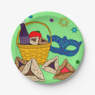 Assiettes En Carton Plaque Purim verte
