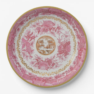 Assiettes En Carton Plaque rose Rare 'FITZHUGH' - Style Vers 1810