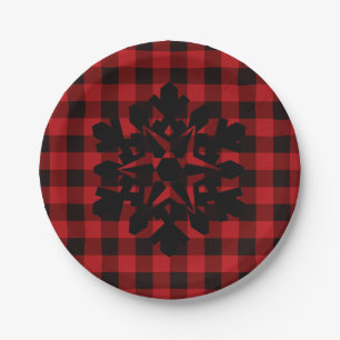 Assiettes En Carton Plaque rouge et noire - Flacon de neige