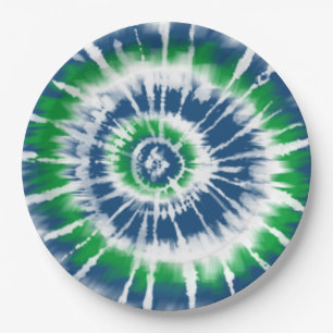 Assiettes En Carton Plaque Spiral Party Teinture Bleu et Vert