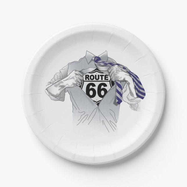Assiettes En Carton Plaque Super 66 (Devant)