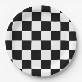 Assiettes En Carton Plaque upsherin voiture vintage à carreaux noir et