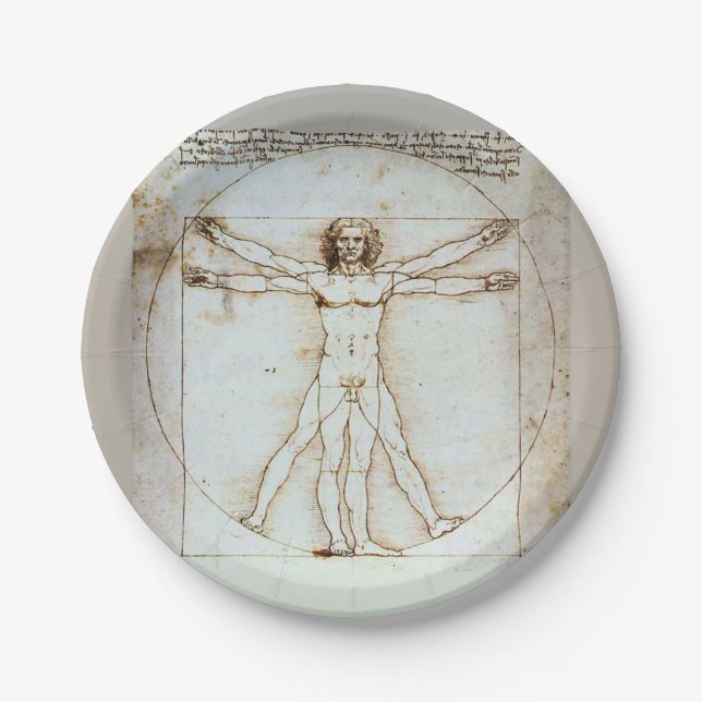 Assiettes En Carton Plaque Vitruvian de Léonard de Vinci (Devant)