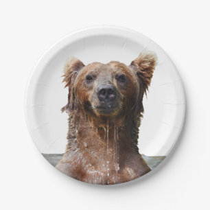 Assiettes En Carton Plaques à papier 7" avec l'ours gris