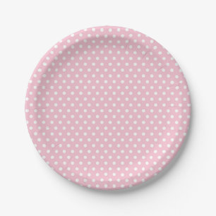 Assiettes En Carton Plaques à papier blanches roses de point de polka