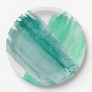 Assiettes En Carton Plaques à papier d'aquarelle de turquoise
