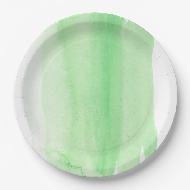 Assiettes En Carton Plaques à papier d'aquarelle vert clair (Devant)