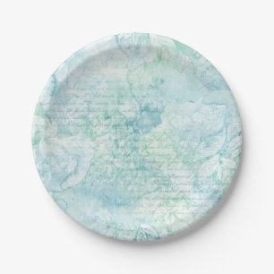 Assiettes En Carton Plaques à papier d'aquarelle verte turquoise
